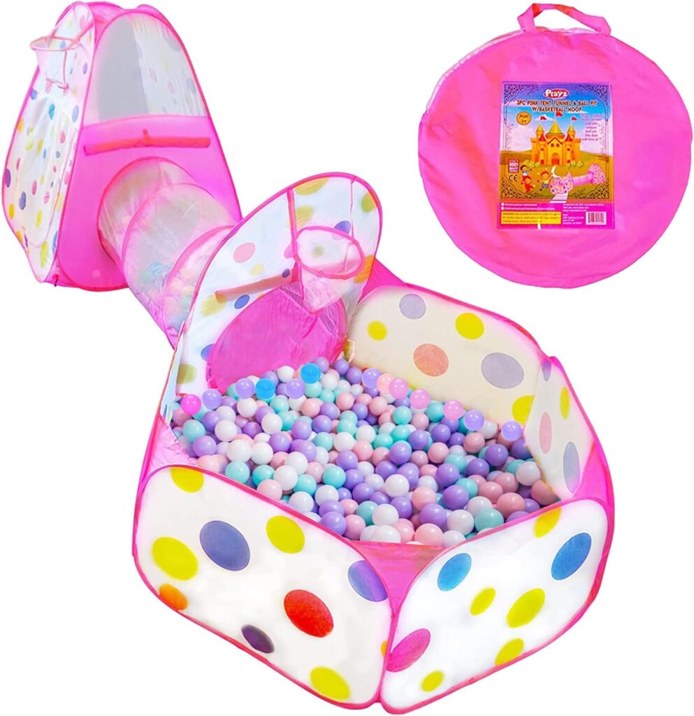 Playz 3pc Kids Play Tent Crawl Tunnel and Ball Pit 